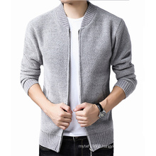 Latest blank design plain high collar varsity jacket chenille zipper casual knitted mens jacket coats